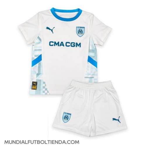 Camiseta Olympique de Marseille Primera Equipación Replica 2024-25 para niños mangas cortas (+ Pantalones cortos)
